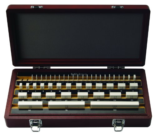 Mitutoyo Ceramic Rectangular Gage Block Set, ASME Grade AS-2, 25 - 100 mm Length (47 Blocks)