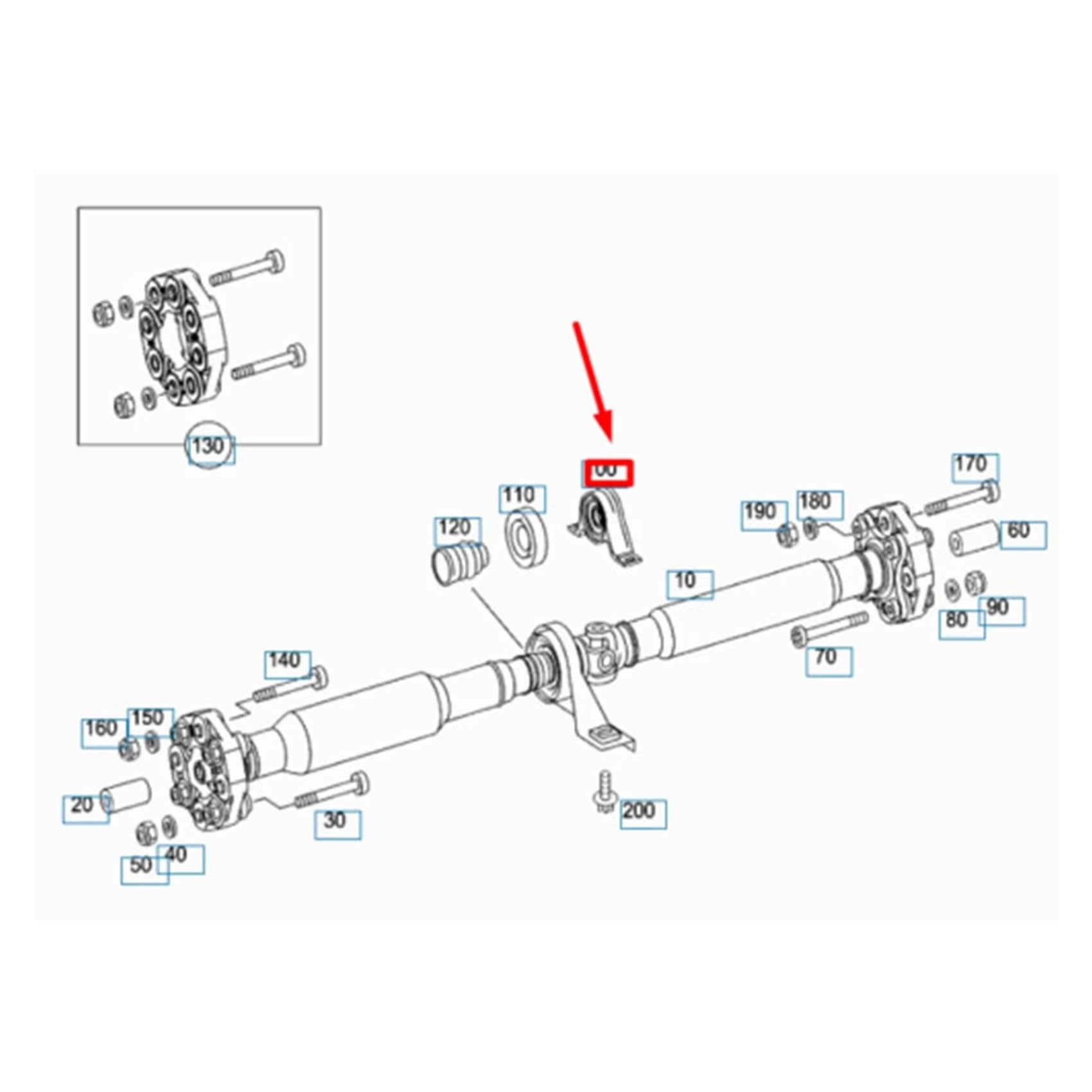 Arbre Transmission Pour S-CLASS A2214105081 30Mm Support D'arbre De Transmission Arrière Roulement Central Montage Kit D'arbre à Conduite