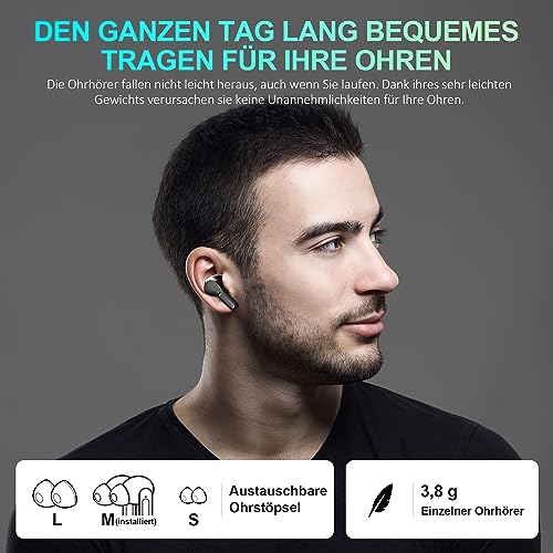 Bluetooth Kopfhörer Kabellos in Ear - Bluetooth 5.3 Hi-Fi Stereo Deep Bass Kabellose Kopfhoerer Noise Cancelling CVC Wireless Earbuds 35 Std. Spielzeit 13mm Treiber Ohrhörer Wasserdich USB C Headphone – Bild 5