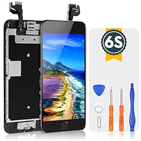 bokman for iPhone 6s Black Screen Replacement Parts Full Display Assembly with Home button, Earpiece Speaker and Front Facing Camera Pre-assembled Cover