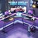 Homall L Shaped Gaming Desk Computer Corner Desk PC Gaming Desk Table with Large Monitor Riser Stand for Home Office Sturdy Writing Workstation (Black, 51 Inch)