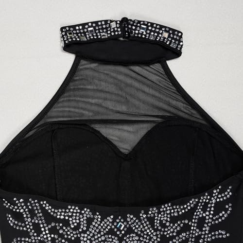 Image of PORRCEY Women's Sexy Rhinestone Mesh See Through Party Night Prom Dress
