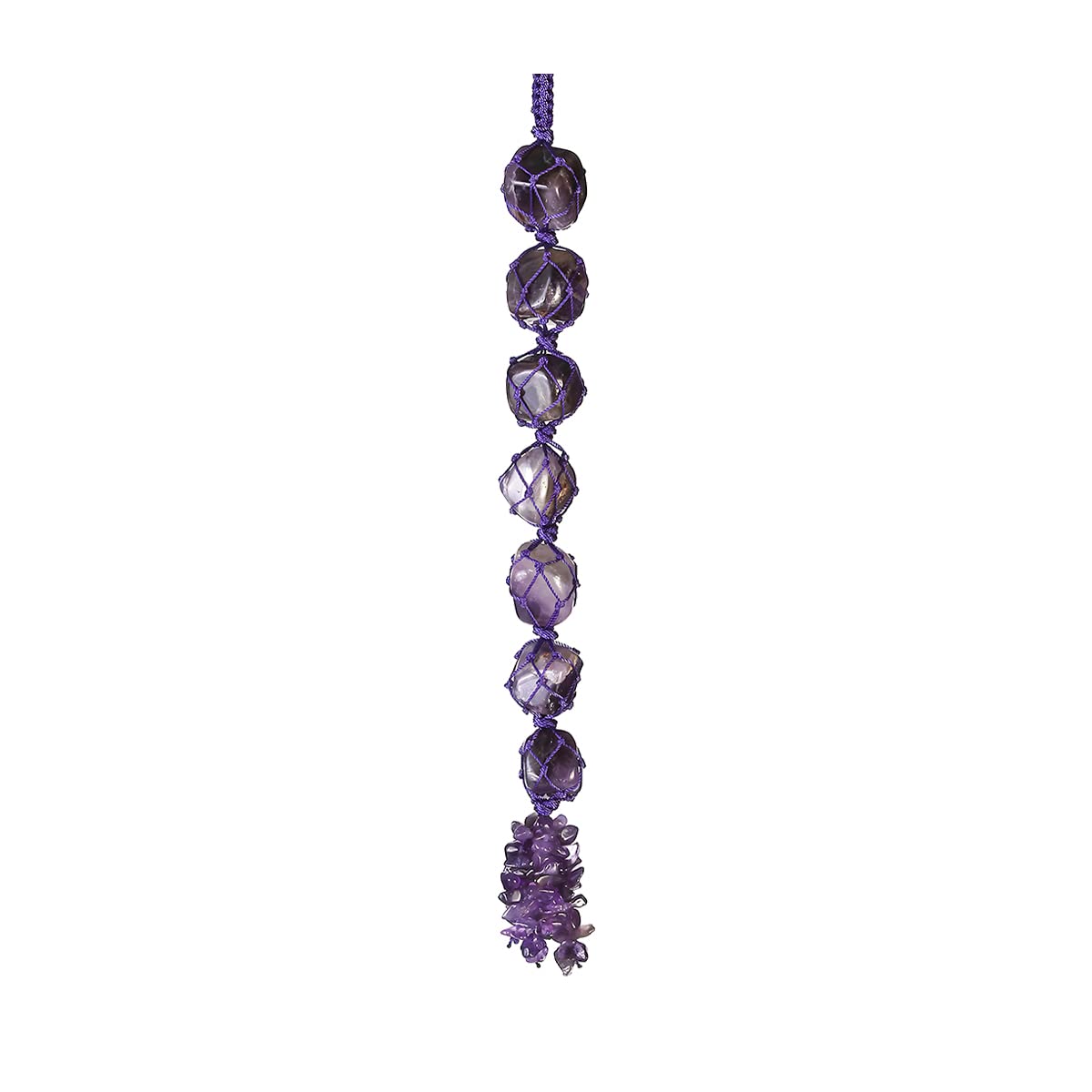 7 Chakra Stone Reiki Decoration, Handmade Crystal Car Hanging Ornaments, Rear View Mirror Decor Accessories, Hippie Boho Window Decor for Women Men Girls (Purple)