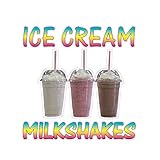 Ice Cream Milk Shekes Concession Restaurant Die-Cut Window Static Cling 24 inches Outside Glass