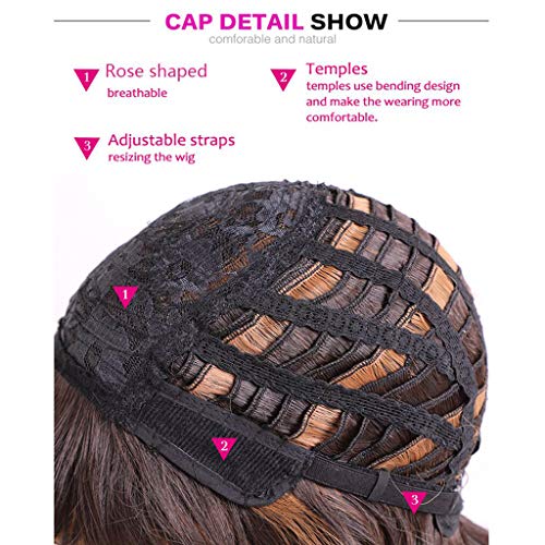 Flameer Moda Feminina Cabelo Perucas Longas Perucas Sintéticas Peruca Encaracolada Reta Completa