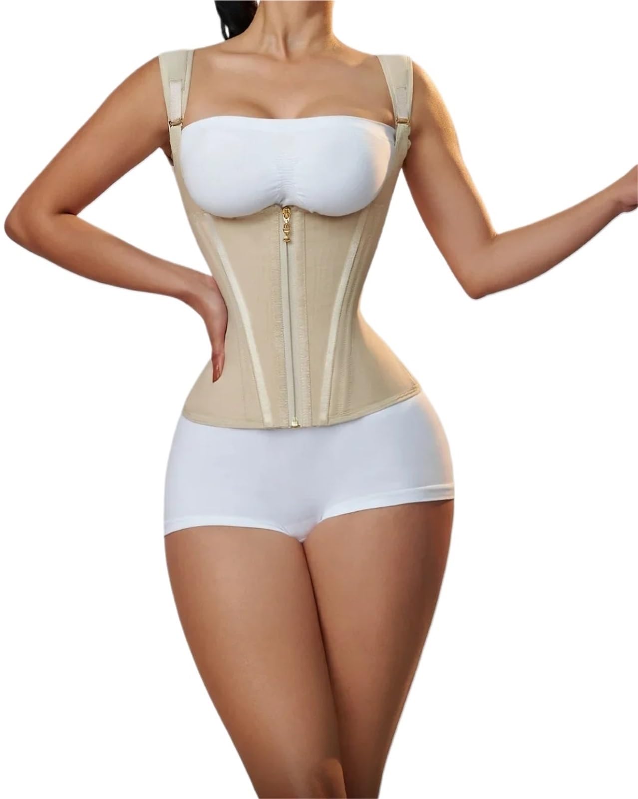 Body Moldeador Mujer Faja moldeadora de cuerpo for mujer, chaleco compresión doble, corsé entrenamiento cintura con cremallera ajustable
