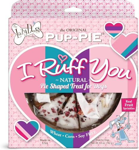 The Lazy Dog Cookie Co. I Ruff You Pup-Pie – All Natural Dog Treat for Special Occasions – Healthy Dog Cookies Made in USA – 6' Celebration Pie – Best Natural Treats for Dogs, 5 oz (Ruff You)