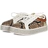 Trendy Fashion Women Mesh Color Panel with Rhinestone Round Toe Lace-Up Flatform Fashion Sneaker