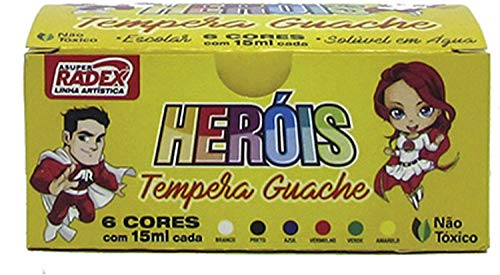 Radex TGG-15-06, Tinta Guache, 015 ml, 06 Cores Estojo, Multicor