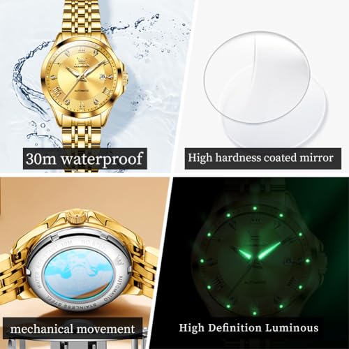 Image of OLEVS Womens Automatic Watch Diamond Luxury Date Ladies Dress Classic Self Winding Wrist Watches