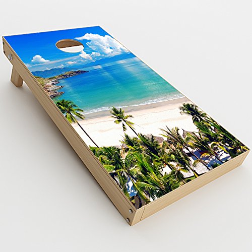 Skin Decal Vinyl Wrap for Cornhole Game Board Bag Toss (2xpcs.) Skins Stickers Cover/Tropical Paradise Palm Trees