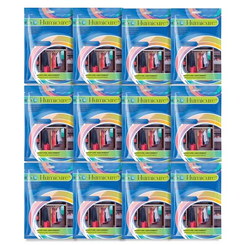Image of Humicure Moisture Absorber Dehumidifier with 1 Litre Absorption Capacity; Prevents Wardrobe, Bathroom, Kitchen and Bedroom from Mould & Fungus (Pack of 12, 400gram each, Classic) (Without Fragrance)