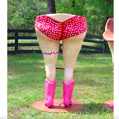 The King's Bay Pair of Cow Girl Bar Stools with Pink Polka Dot Bikinis and Western Boots3