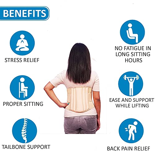 Image of Cotton, Premium Lumbar Support Belt For Back Pain Relief | Ls Belt With Adjustable Strap For Back Pain, Lower Back Support With Cushioning For Men And Women (Xxl(44 inch-48 inch), Beige)