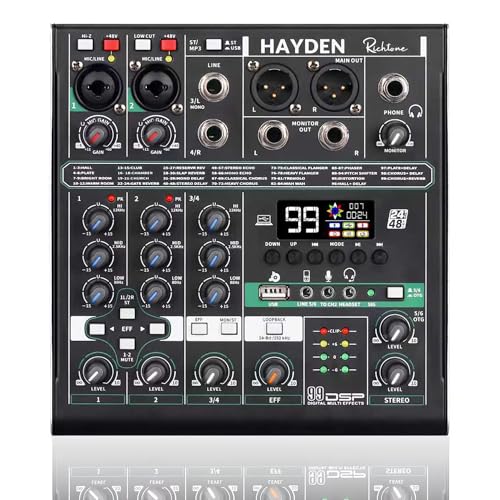 Image of Hayden Richtone 4 Channel OTG Mixer | Professional USB Audio Interface & DJ Mixer for Mobile, PC, Studio Recording, Streaming, Karaoke, Live Sound | Portable OTG Mixing Console with Clear Sound