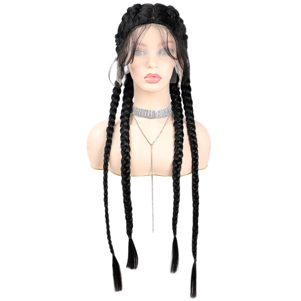 Perruque synthétique à lace front noire de 81 cm pour volume et cheveux épais