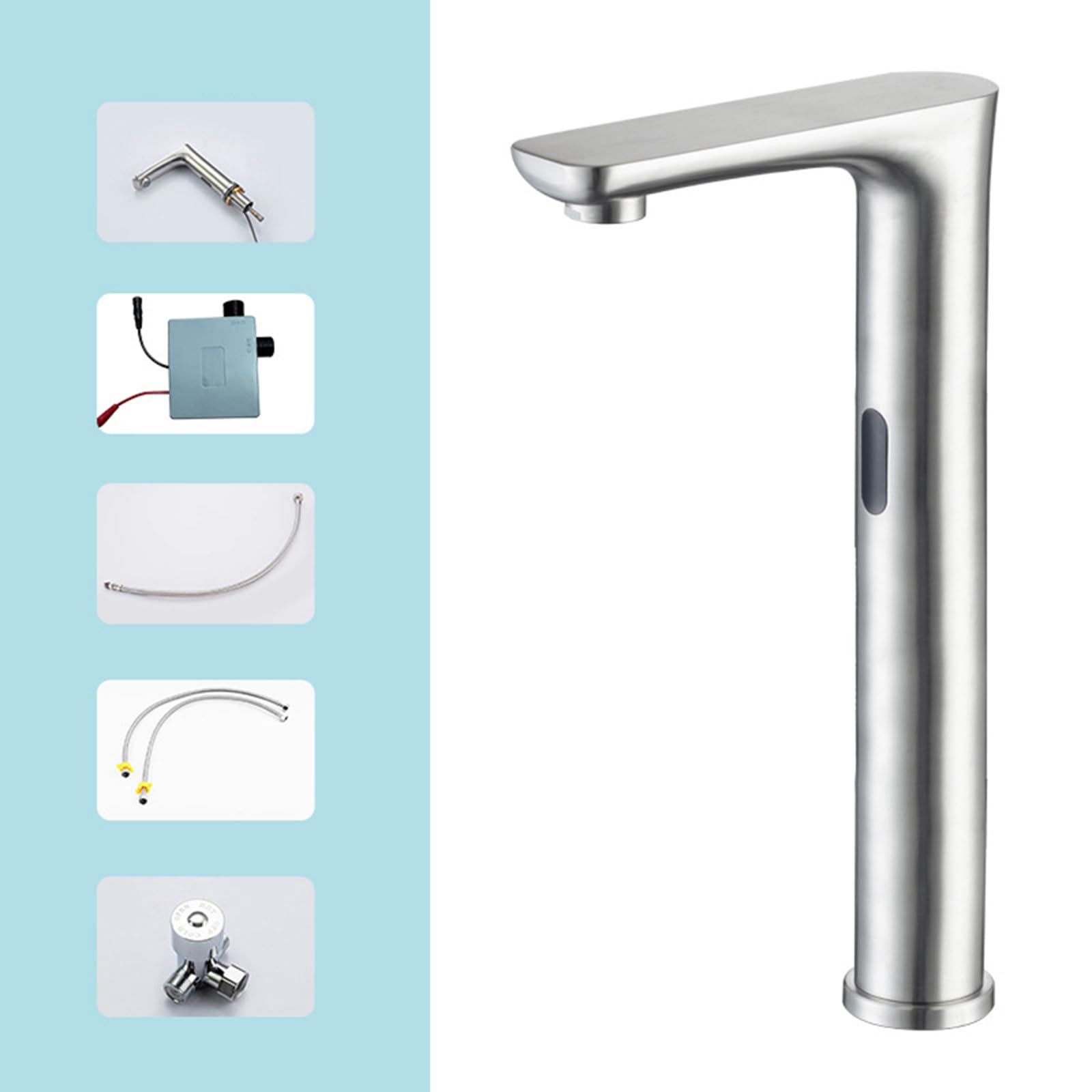 XJTNLB Rubinetto Sensore Bagno Spazzolato Miscelatore Bagno Lavabo Alto Rubinetto Automatico con Sensore a Infrarossi