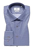 Runder Saum eterna Herren bedrucktes Baumwollhemd Slim FIT 1/1 dunkelblau 42_H_1/1