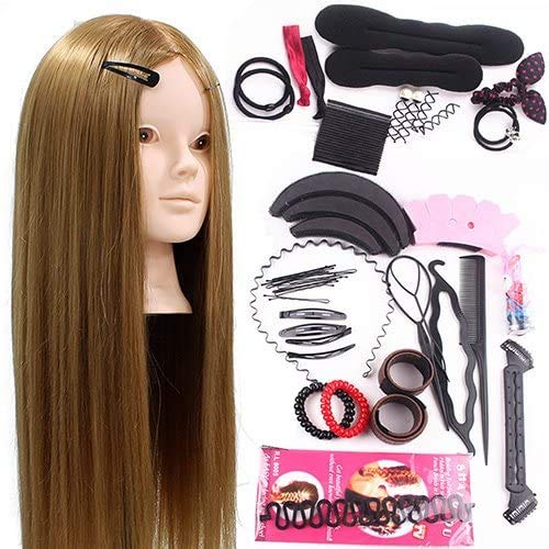 Neverland Beauty 24Inch 50% Real Hair Training Head Hairdressing Mannequin Head With Makeup Function + Braid Set #TOP7