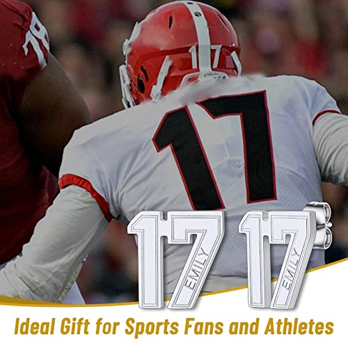 GoldChic Jewelry Sport Number Earrings for Men, Custom Name Stud Earrings For Sport Players Fans, Stainless Steel Baseball Basketball Football Soccer Volleyball Ear Jewelry Gift For Athlete2