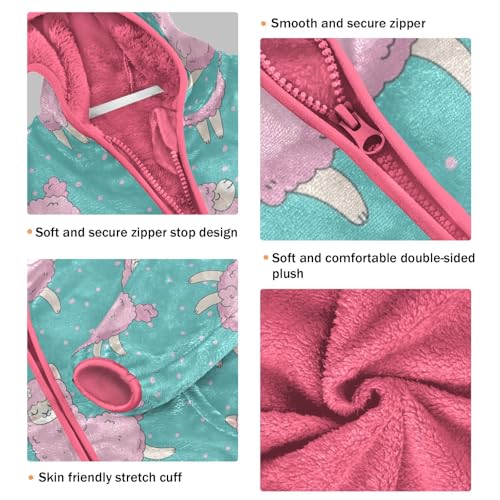 OTVEE Pink Llama Kids Hoodie Jacket Fall Spring Full Zip Warm Outwear Coat3