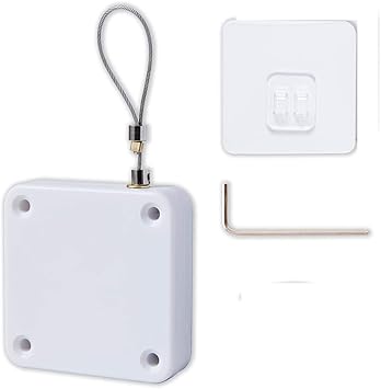 Crevizon Multifunctional Automatic Door Closer, with Drawstring,Punch-Free Automatic Door Closer with 4 Pieces Hook and 2 Pieces Wrench
