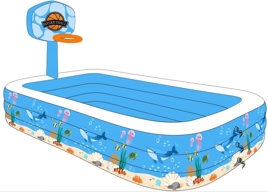 Inflatable Swimming Pool, KINFAYV 120" x 72" x 24" Kiddie Pools, Family Lounge Pools Thickened Above Ground Family Pool for Summer Water Party