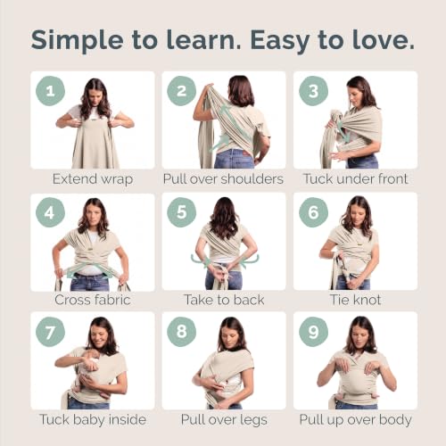 Image of Boba Baby Wrap Carrier - Original Baby Sling Carrier for Newborns (7-35 lbs), Soft, Secure, Hands-Free & Ergonomic, Ideal for Comfortable Bonding, New Parents (Beige)