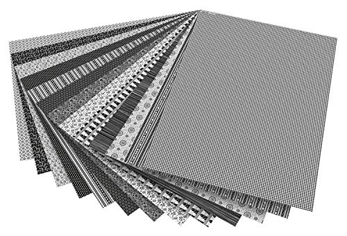 Papier graphique Folia bloc de feuilles quadrillées noir et blanc dessin géométrique