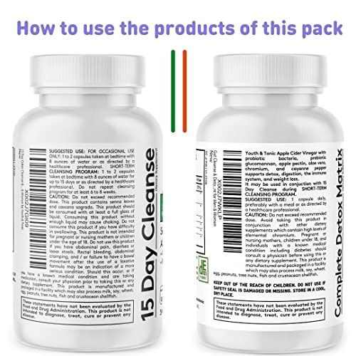 Candease Matrix Pills & Colon Cleanser & Complete Detox Matrix Fast Kit Bundle 3Pk | Caprylic Acid Oregano Protease & Cellulase Enzymes Laxatives Acv Chromium & 100 Bil Cfu/G Digestive Probiotics #TOP6