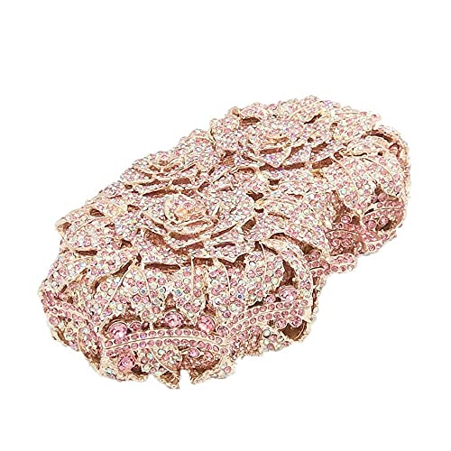 Image of Boutique De FGG Mini Flower Evening Bags For Women Formal,Party Rhinestone Clutch Purses,Wedding Floral Crystal Clutch Bag