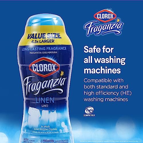 Image of Clorox Fraganzia Laundry Scent Booster Crystals, In-Wash Fragrance Beads for Fresh-Smelling Clothes & Linens, Safe for All Fabrics & Colors, Easy-Pour Bottle, Linen Scent, 70 Oz