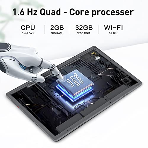 Moderness Tablet 10.1 Inch Android 12 Quad Core 1280X800 Hd Ips Touchscreen 32Gb Rom 128Gb Expandable 5000Mah Dual Camera (Silver) #TOP3