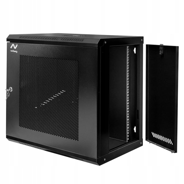 szafa Rack 19" 12U wisząca 600x400, perforowana, szara | Do serwerów i sieci, drzwi z zamkiem, nośność 45 kg, przepusty kablowe, łatwy montaż