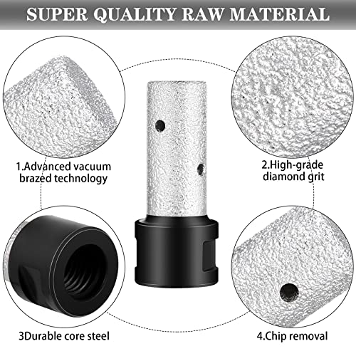Lothee 3 Pcs Diamond Beveling Chamfer Bits With 5/8-11 In Thread Adapter Diamond Milling Bits For Existing Holes Enlarging Shaping Trimming In Tile Marble Glass Granite Ceramic (Black) #TOP3