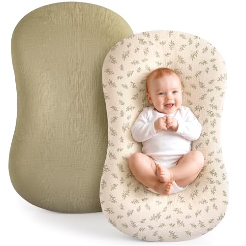 Image of Termichy Baby Lounger Cover Muslin: Soft Cotton Slipcover for Snuggle Me Lounger - Removable & Machine Washable for Daily Use - Zipper-Free & Skin-Friendly for Newborn Girls and Boys