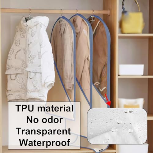 2 Packs Garment Bags for Hanging Clothes, Washable Canvas Garment Bag for Closet Storage and Travel with Clear Window(Yellow,60x90cm/24x35in)3