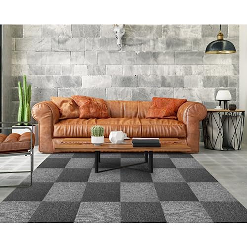 Aiwfl Carpet Tiles 20Pcs Commercial Carpet Squares 20" X 20" Heavy Duty Carpet Floor Tiles With Adhesive Stickers Washable Carpet Tiles With Non-Slip Bitumen Backing For Home Office Hotel (Dark Grey) #TOP4