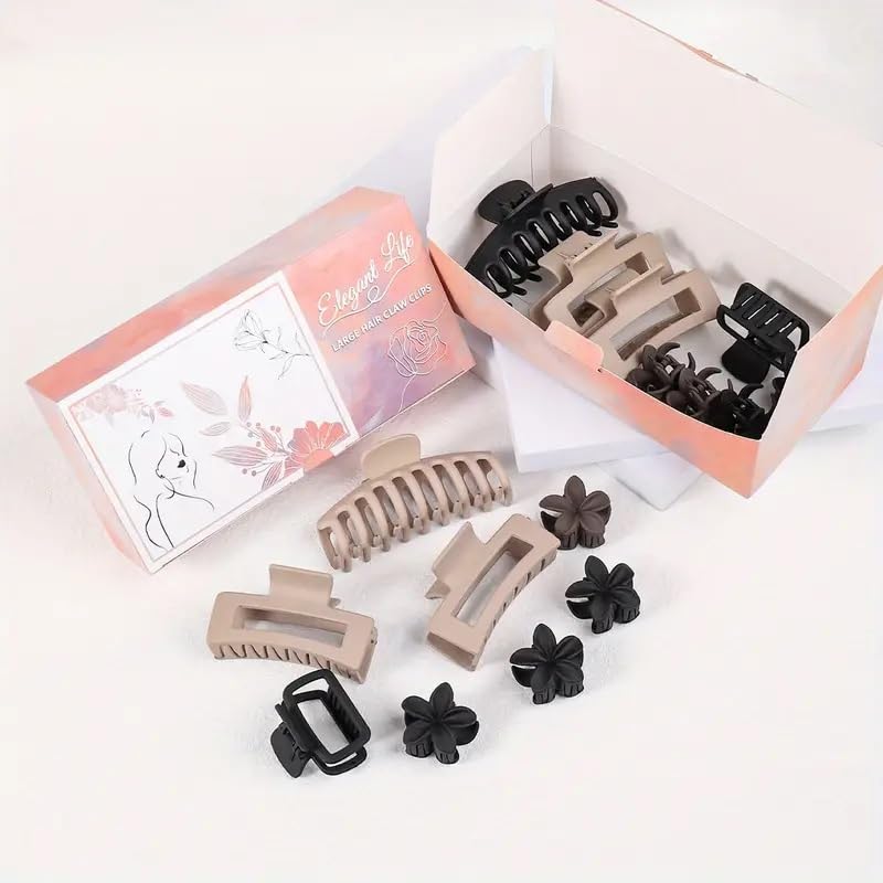 APSAMBR 8pc Hair Claw Clips Set – Elegant Hair Accessories for Women, Stylish Hair Clips for Women and Girls, Versatile Clutcher Claw Clips, Flower & Butterfly Designs, Korean Style