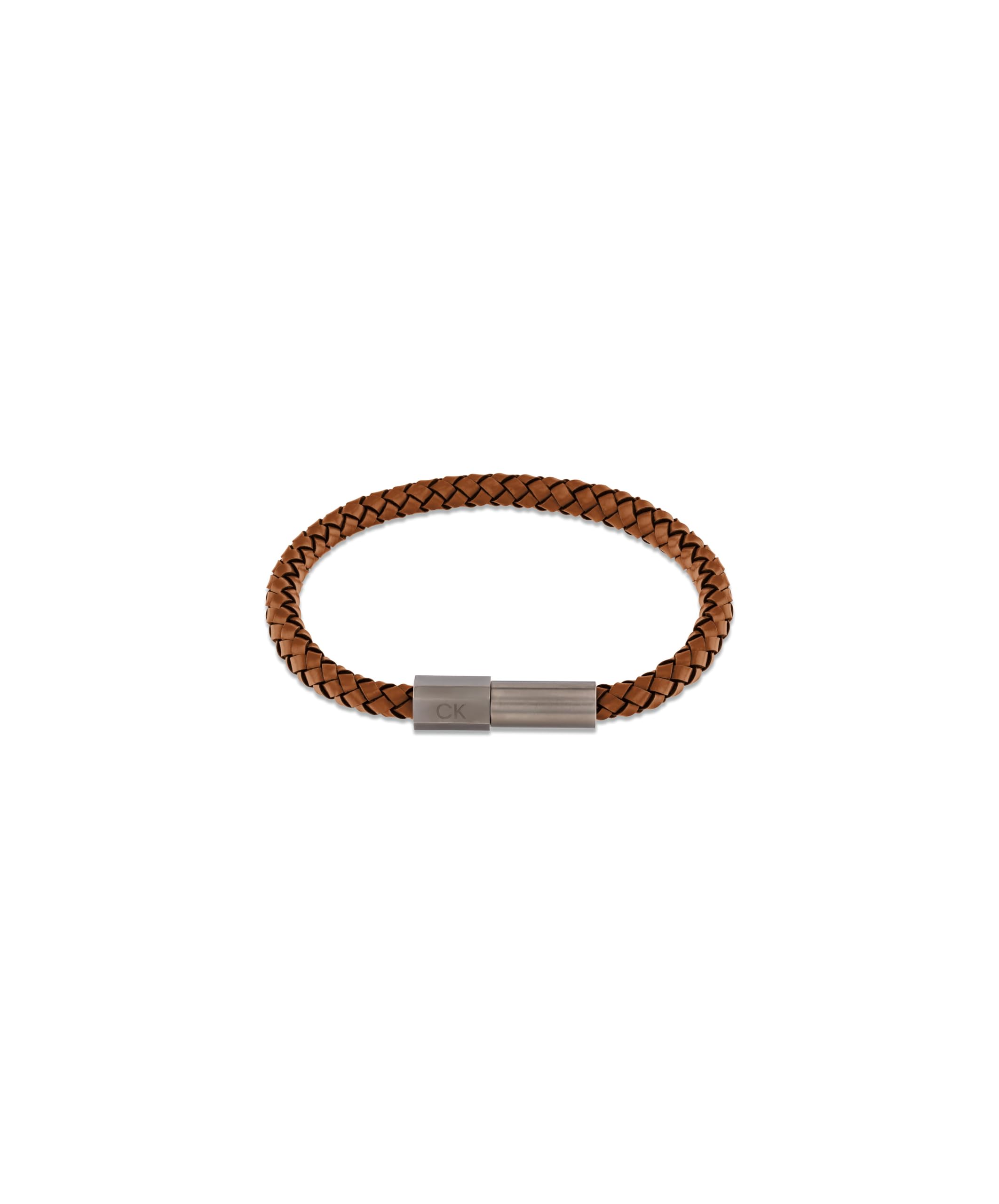 Calvin Klein Bracelet pour Homme Collection INDUSTRIAL FACETS avec Cuir Marron et Fermeture Gunmetal - 35100046