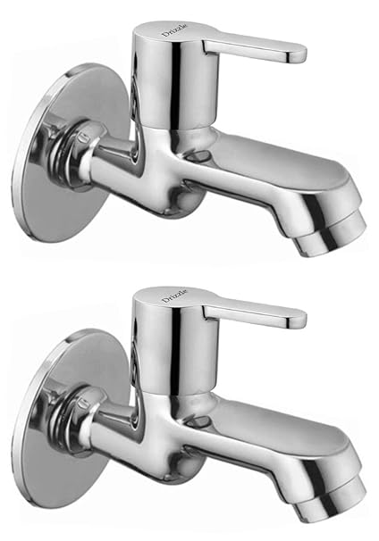 DRIZZLE RBN102-2 Robin Long Body Bib Cock Brass | Chrome Plated | Quarter Turn | Foam Flow (Combo of 2 Pieces)