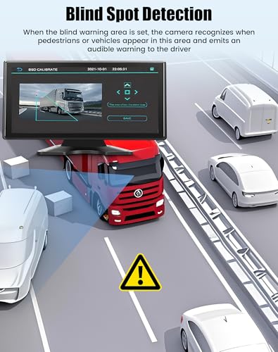 Image of 10.36 inch Wired Backup Camera System for Truck RV Trailer, 5 Channel Dash Cam with 5 1080P Camera, Touch Screen Monitor, No Delay Signal, DVR Loop Recording, Blind Spot Detection, IP69 Waterproof, 64GB