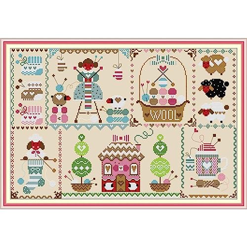 Image of Howie's Needlepoint Cross Stitch Kits, 11CT Pre-Printed Pattern Needlepoint Kits, Full Range of Stamped Starter Kits (Weave Girl, 26 x 18 Inch)