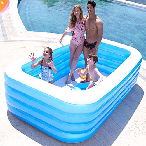 Piscina inflable rectangular gigante para jardín, 3,18 m x 1,8 m x 0,75 m, apta para todas las edades, unisex, duradera y fácil de inflar