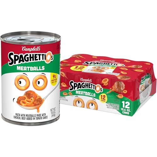 SpaghettiOs Canned Pasta with Meatballs, 15.6 oz Can (12 Pack)