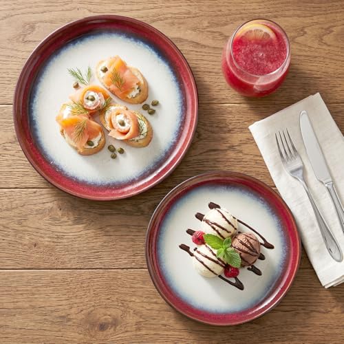 Image of Ceramic Dinnerware (16 pcs) Serve 4 people, Plates and Bowls Sets,Handmade Reactive Glaze Dishes Set, Chip Resistant and Scratch Resistant, for Oven & Dishwasher & Microwave Safe