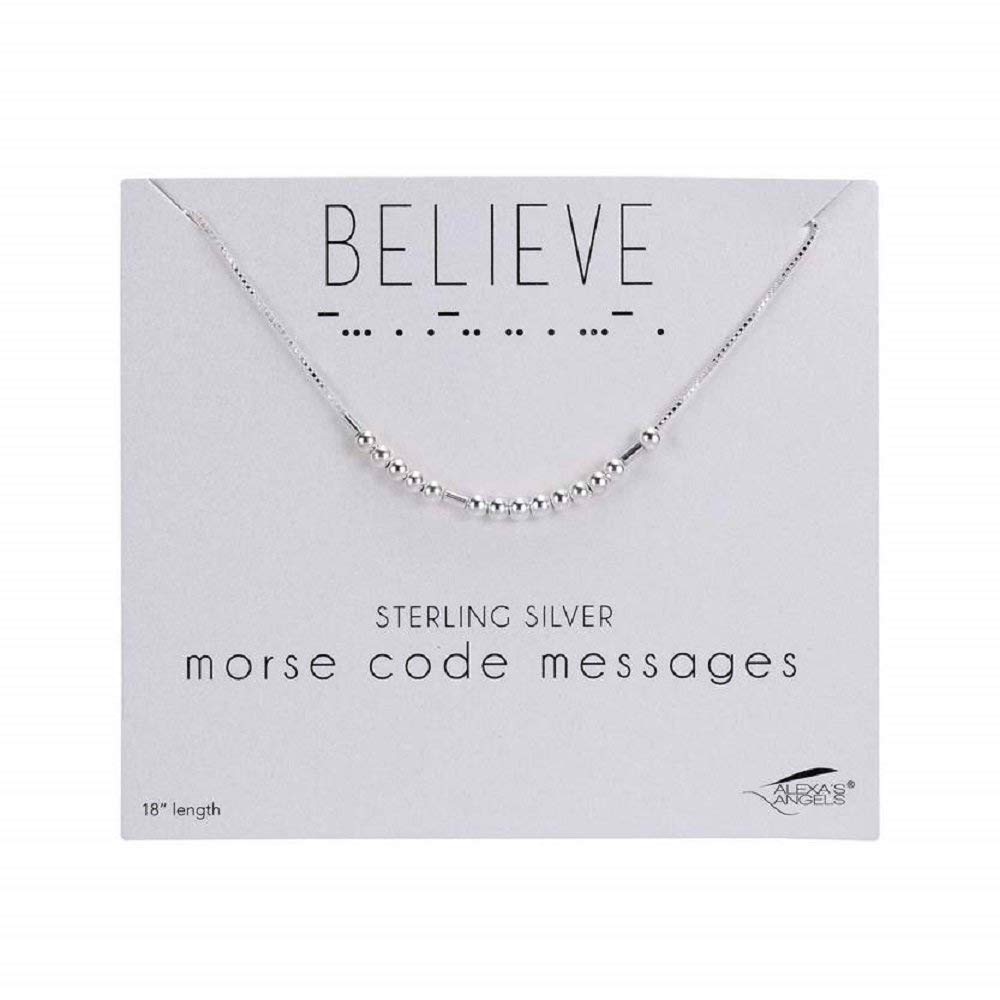 Alexa's Angels 18" SS morse code necklace believe carded