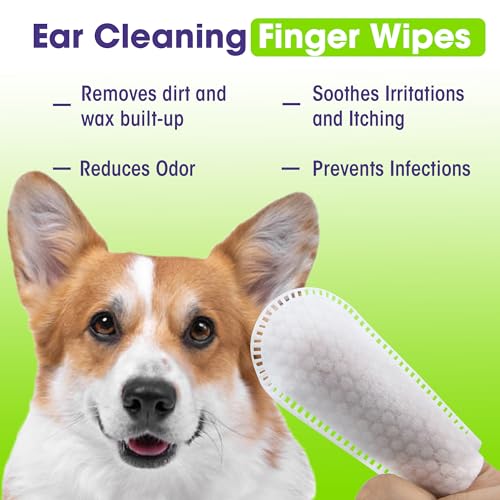 PUMBLER Pet Ear Wipes for Dogs & Cats - Gentle and Effective Ear Cleaning Solution - Remove Dirt, Wax and Odor - 50 Count Dog Ear Relief Finger Wipes - Image 5