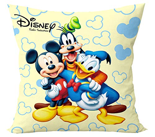 Image of Kuber Industries Disney Printed Microfiber Filled Floor Cushion, Decorative Throw Pillow, Home Decor Pillow, Sofa /Bed Cushion,16 inchx16 inch(Cream)-Pack of 4-KUBMART15882