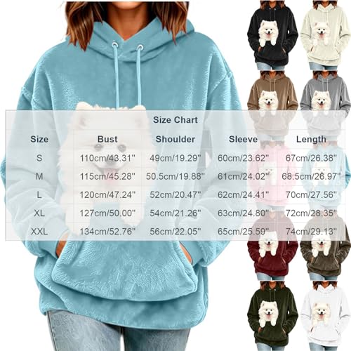 Women's Pet Pouch Hoodie Kangaroo Cat Dog Pocket Fuzzy Oversized Sweatshirt - image 8